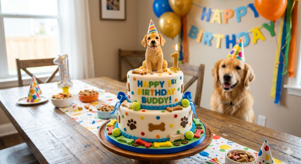 birthday cake with dog design