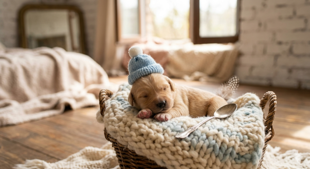 newborn puppy photo shoot